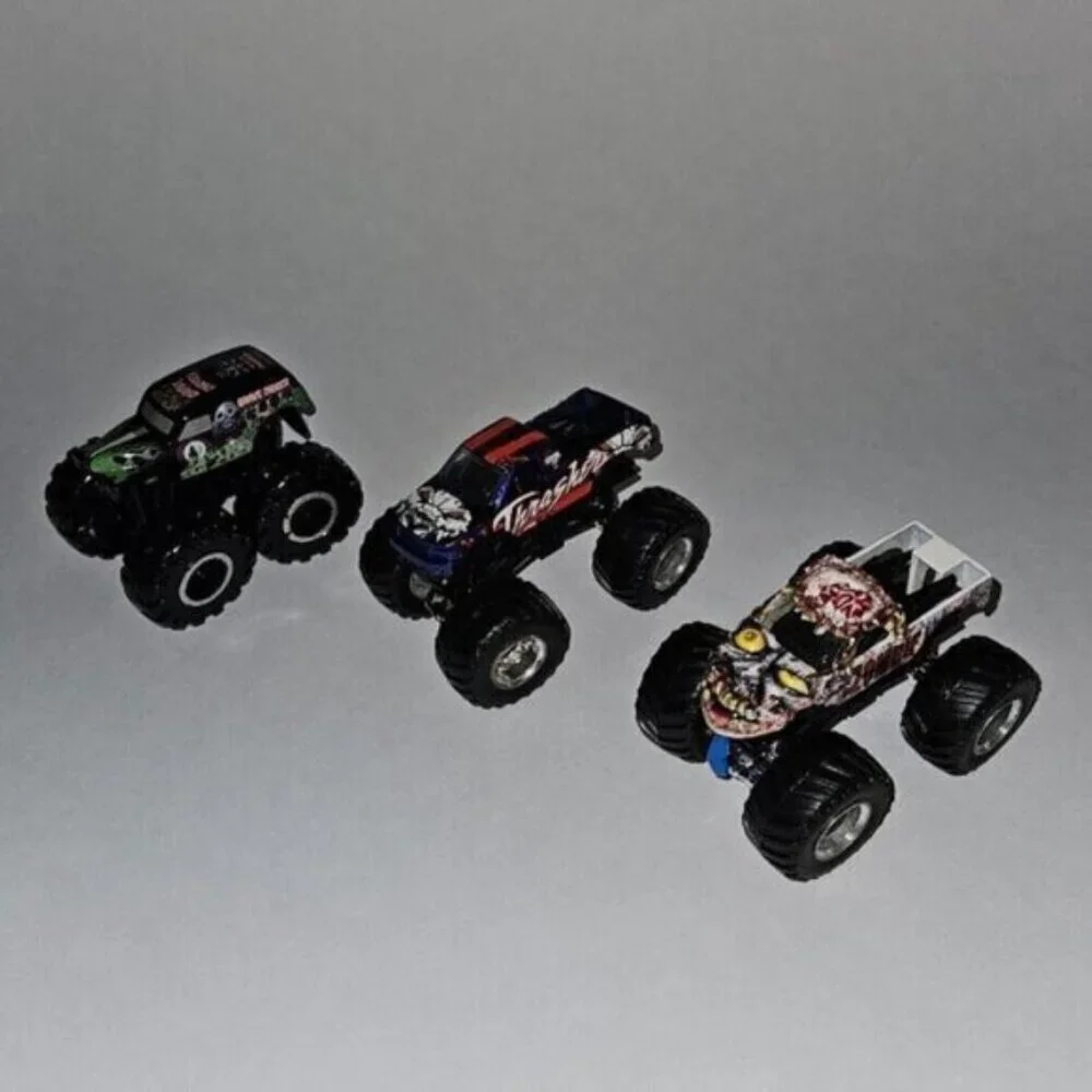 3 Hot Wheels Monster Truck Jam Lot Grave Digger Thrasher Zombie Blue Tie 2015